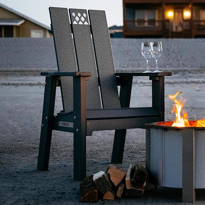 Breeo X Series Adirondack Campfire Chair – Poly Lumber Fire Pit Seat with 304 Stainless Steel Accents, Outdoor Patio & Camping Essentials with Arm Rest - Ergonomic, Sustainable Outdoor Chair - Gray
