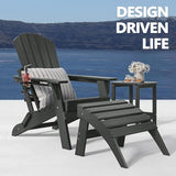 Adirondack Chair with Ottomans Set of 3, HDPE All-Weather Outdoor Footrest - Photo 5