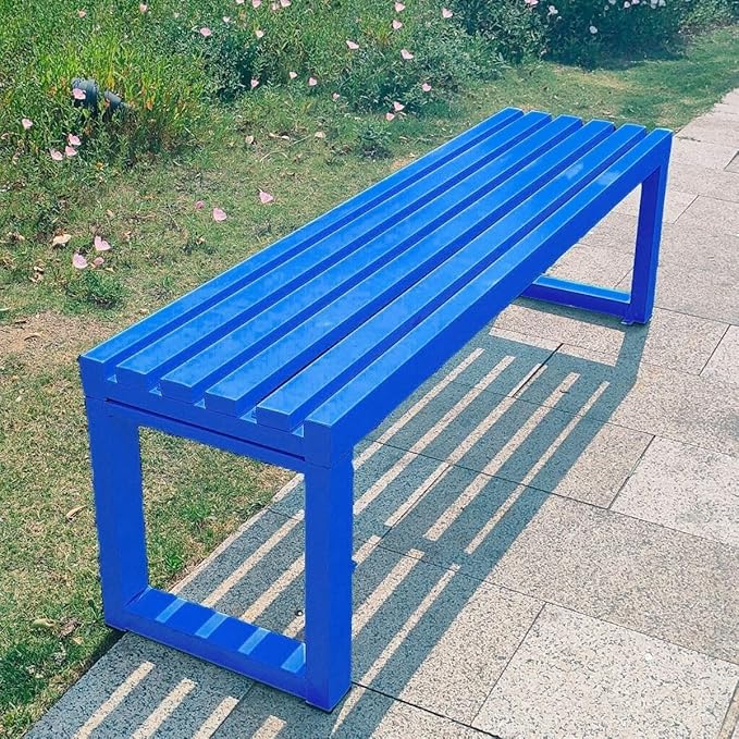 Weatherproof Metal Dining Bench, Outdoor Bench Backless Patio Bench 2-Person Farmhouse Bench Garden Bench for Kitchen - Photo 5