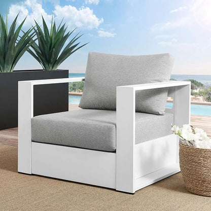 Modway Tahoe Aluminum Outdoor Patio Armchair in White Gray