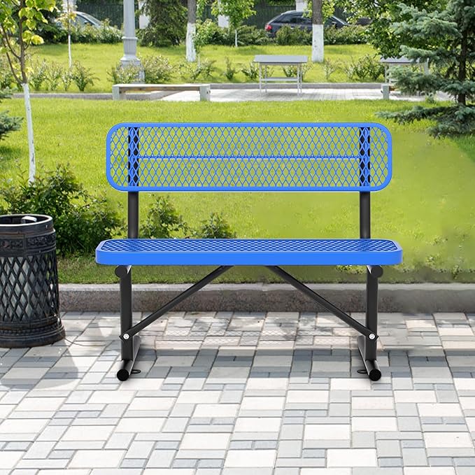 4/6/8 Feet Park Bench for Outside Heavy Duty Metal, Garden Benches Outdoor Bench with Backrest & Portable Frame - Photo 8