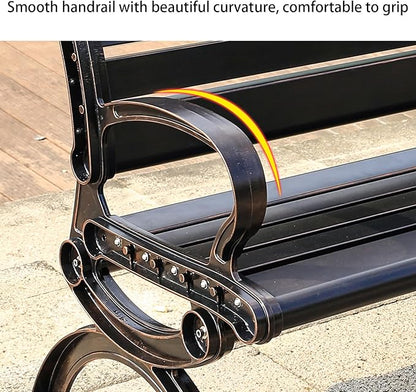 Outdoor Bench Chair Cast Aluminum Park Bench Large All Weather Metal Garden Bench for Backyard Porch Lawn (130cm DB Bench)