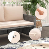 Tangkula Outdoor Rattan Daybed, Wicker Loveseat & 31 Gallon Storage Ottoman w/Soft Cushions - Photo 7
