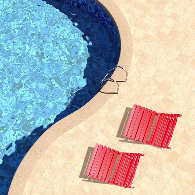 GREENVINES Folding Wave Chairs Set of 2 | Xavier | Portable Adirondack Chair | HDPE | All Weather | Red - Photo 6