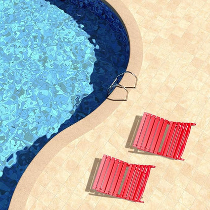 GREENVINES Folding-Xavier-Chairs Set of 4 | Wave | Portable Adirondack-Chair | HDPE Plastic | All Weather Fire-Pit Chair | Red | for Beach Outdoor Deck Poolside Garden Patio Porch Fishing