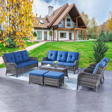 Rilyson Wicker Patio Furniture Sofa Set - 7 Piece Rattan Outdoor Patio Sectional Conversation Sets with 2 Sofa - Photo 1