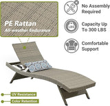 Outdoor Wicker Reclining Lounge Chair, 79" Rattan Patio Chaise Lounges for Poolside, Garden, Backyard, Set of 2 - Photo 4
