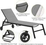 Yaheetech Outdoor Patio Chaise Lounge, All Weather Outdoor Lounge with Wheels, 5-Position Adjustable Recliner for Patio - Photo 5