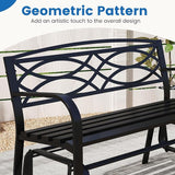 Tangkula 2-Person Outdoor Glider Bench, Patio Rocking Loveseat Chair with Metal Frame, Armrests - Photo 5