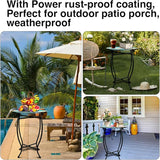 Indoor Outdoor Metal Round Side Table, 14 Inch Round Patio Coffee Bistro Table - Photo 3