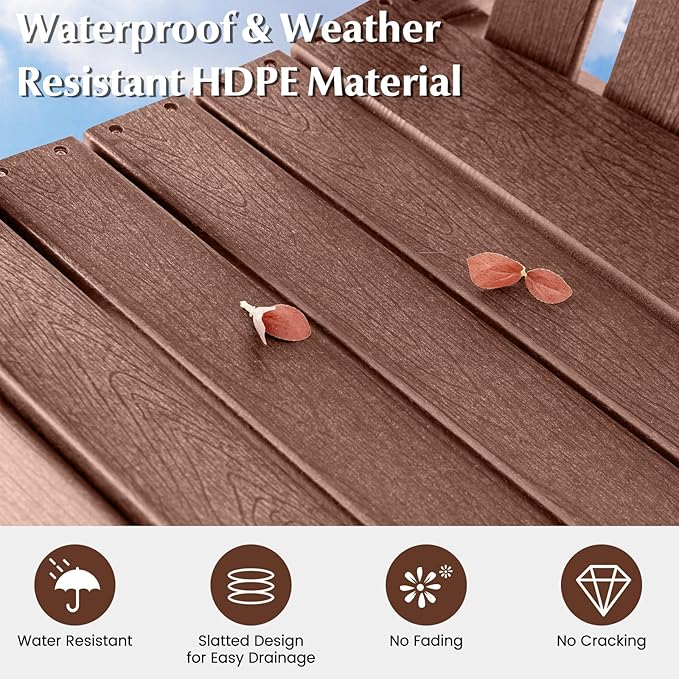 Tangkula Outdoor Bar Stool, HDPE Tall Adirondack Chair with Armrest & Footrest - Photo 6