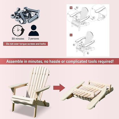 northbeam Folding Adirondack Chair - Weather-Resistant Composite Outdoor Adirondack Chair Kit for Patio, Lawn & Backyard - with Ergonomic Design, Wide Armrests & Easy Assembly