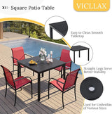 VICLLAX 40.2" Square Patio Dining Table for 4, Outdoor Table with Umbrella Hole, All Weather Metal Patio Table - Photo 4