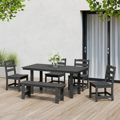 Costaelm Outdoor Dining Chair, Armless Patio Adirondack Chair, HDPE Poly Lumber, Waterproof Indoor/Outdoor Restaurant Bistro Dining Chair for Outside Porch Backyard Garden, Gray