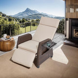 Outdoor Patio Recliner Chair, Outdoor Recliner with Side Table & Adjustable Backrest up to 180¡ã Flat - Photo 1
