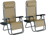 Lavish Home Zero Gravity Chairs - Set of 2 Outdoor Chairs with Side Tables with 2 Cupholders, Phone - Photo 1