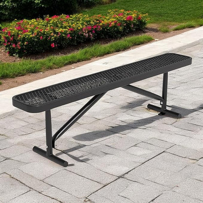 Park Benches for Outside, 6 ft Steel Outdoor Garden Bench Porch Chair Furniture Patio Seating, Commercial Expanded Metal Mesh Bench for Shopping Malls, Lawn, Backyard, Park, Deck, Street, School