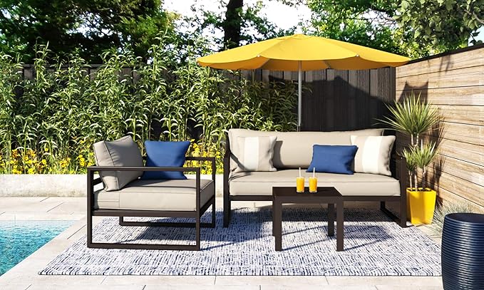 Serta Catalina Modern Outdoor Patio Furniture Collection with Bronze Metal Frame Finish, Side Table, Bronze