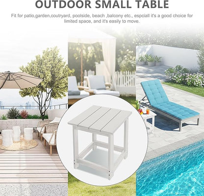 LZRS Adirondack Square Outdoor Side Table for Patio, Pool Composite Patio Table,HDPE End Tables for Backyard,Pool, Indoor Companion, Easy Maintenance & Weather Resistant(Sand)