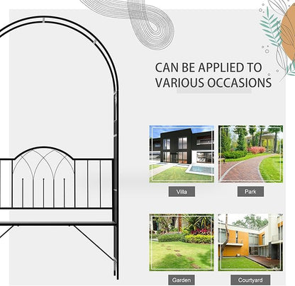 Metal Garden Arbor Bench with Two-Trellis Design