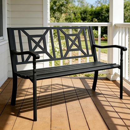 SHGJ&SOFT Outdoor Bench, Garden Bench, Outdoor Metal Frame Patio Park Bench,for Porch, Lawn,Garden,Yard (BK-05)