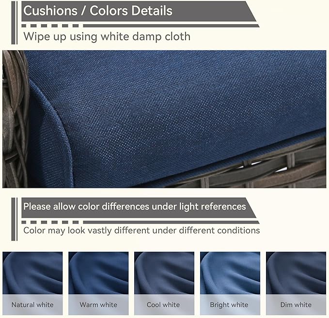 5 Piece Patio Furniture Set, 2-Seater Loveseat, 2 Chairs and 2 Side Tables - Photo 7