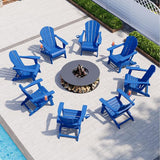 Folding Adirondack Chairs with Cup Holders, Set of 4 HDPE Plastic Outdoor Chairs, Weather Resistant, Real Wood Look - Photo 8