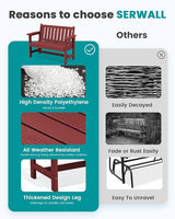 SERWALL Outdoor Bench, HDPE Outdoor Benches Weatherproof, 2-Person Garden Bench with 660 lbs Weight Capacity - Photo 9