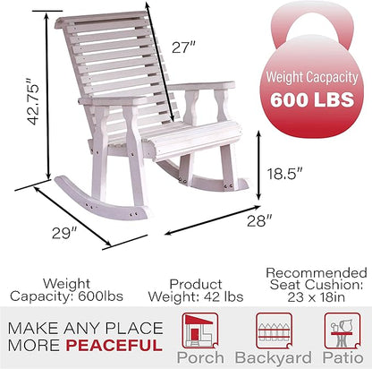 Amish Heavy Duty 600 Lb Roll Back Pressure Treated Rocking Chair (Semi-Solid White Stain)