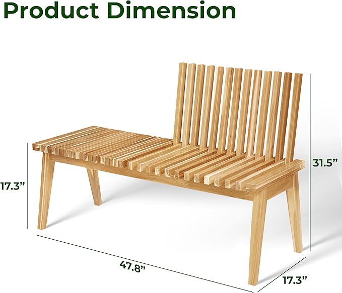 Melino Convertible Slat Bench, 3-in-1 Bench to Table to Chair, FSC Acacia Solid Wood for Indoor Outdoor - Patio, Entryway, Living Room, Guest Room - Easy Assembly, 47 Inch