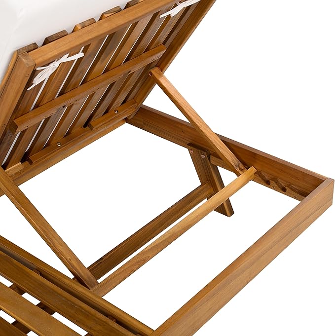 Merax Acacia Wood Chaise Lounge Chair Outdoor Set of 2 - Photo 8