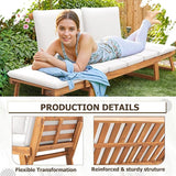 Devoko Outdoor Couch Acacia Wood Patio Couch with Adjustable Armrests - Photo 3