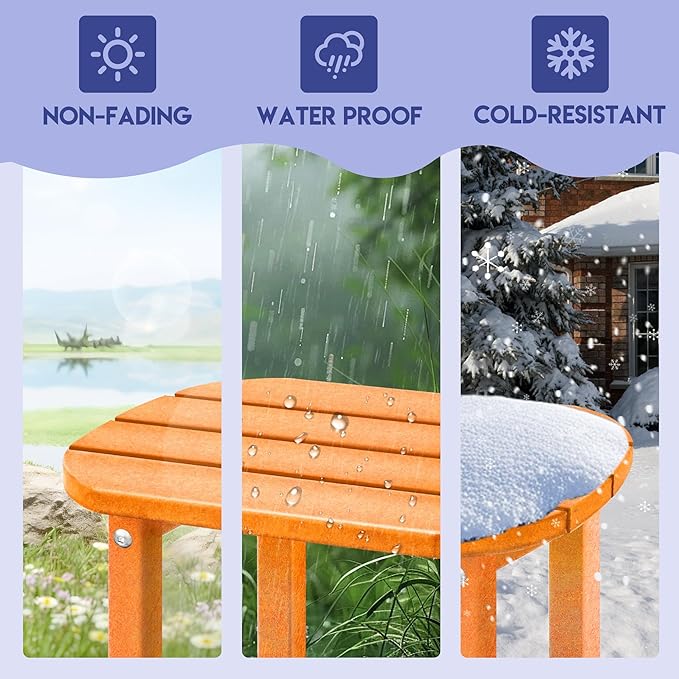 LZRS Outdoor Side Table - 2-Tier Adirondack HDPE Patio End Table for Pool, Porch, Balcony & Backyard - Photo 6