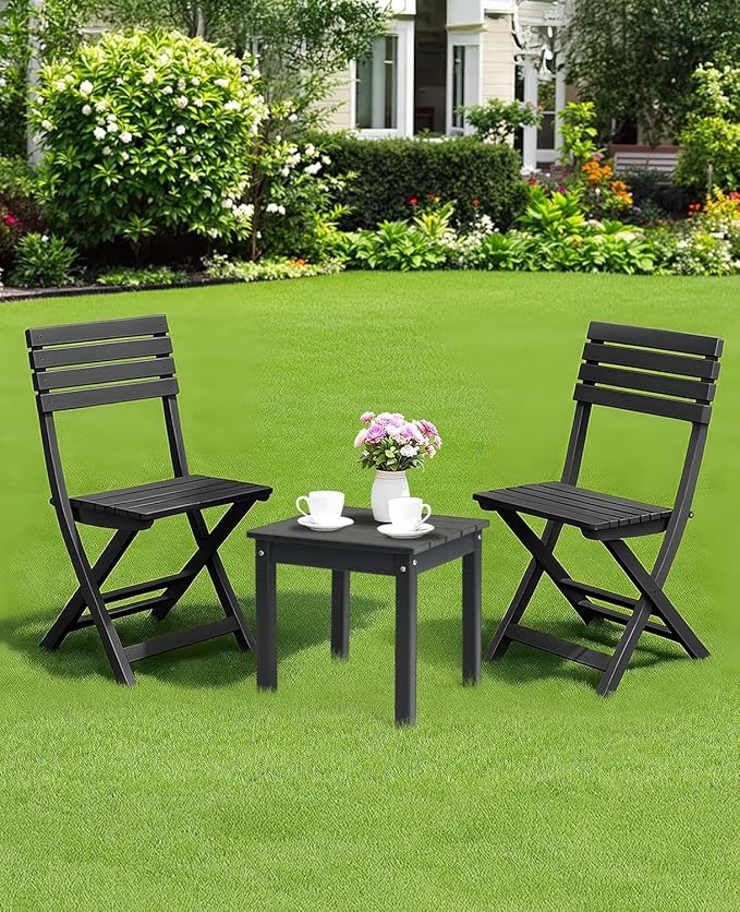 Outvita Adirondack Side Table, 18 Inch Square Outdoor End Table, HDPE Weather Resistant Coffee Table for Patio Balcony Deck Garden, Gray