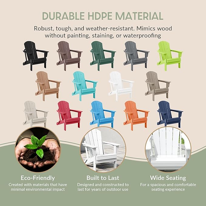 WestinTrends Malibu 4-Piece Set Outdoor Folding Poly Adirondack Chair, White
