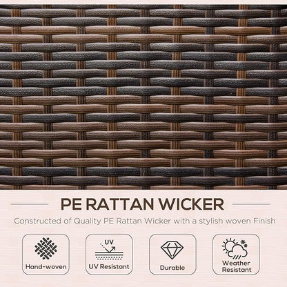 Outsunny Outdoor Wicker Swivel Recliner Chair, Reclining Backrest, Lifting Footrest, 360° Rotating Basic, Water Resistant Cushions for Patio, Khaki