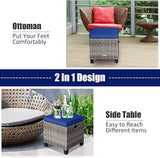 Tangkula 2 Pieces Patio Rattan Ottomans, Outdoor Wicker Footstool Footrest Seat with Soft Cushions and Steel Frame - Photo 8