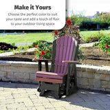 LuxCraft 2' Adirondack Glider Chair, Outdoor Patio Rocking Glider, Gliding Rocker for Outside (Green) - Photo 5