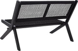 SAFAVIEH Outdoor Collection Kobina Black Acacia Wood/Black Rope Foldable Bench - Photo 7