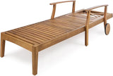 Christopher Knight Home Perla Outdoor Acacia Wood Adjustable Chaise Lounge (Set of 4) - Photo 5