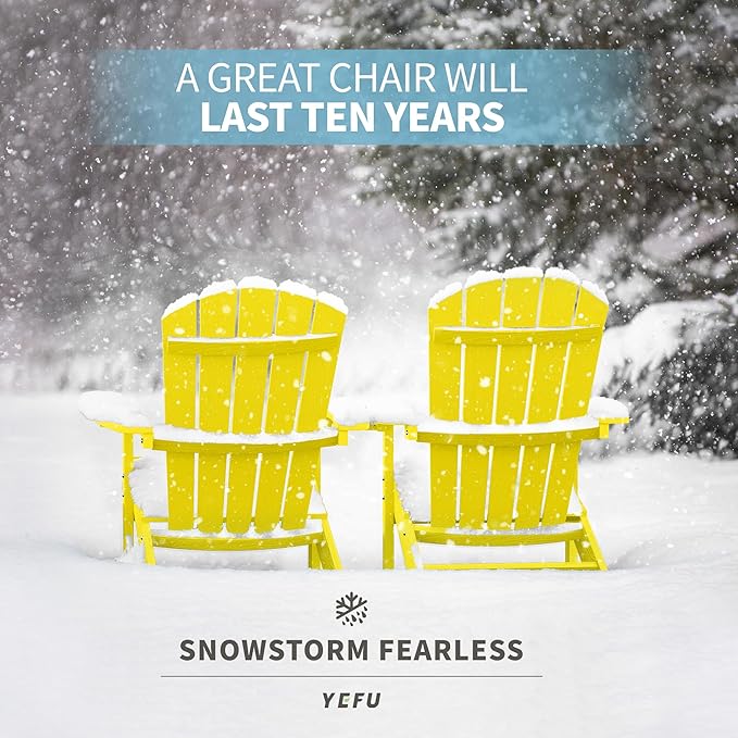 YEFU Adirondack Chairs Set of 6: Plastic Adirondack Chairs - Patio Chairs with Wood Texture - Outdoor Chair HIPS - Lawn - Photo 4