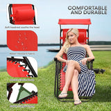 Athena Collection Patio Chairs Set of 2 Reclining Lounge Chair with Cup Holder and Pillow Fabric Camping Chairs with - Photo 7