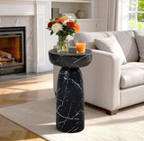 Marble Side Table, 24" Modern Accent Table with Pedestal Stand, Durable Faux Marble Side Table for Small Spaces - Photo 6