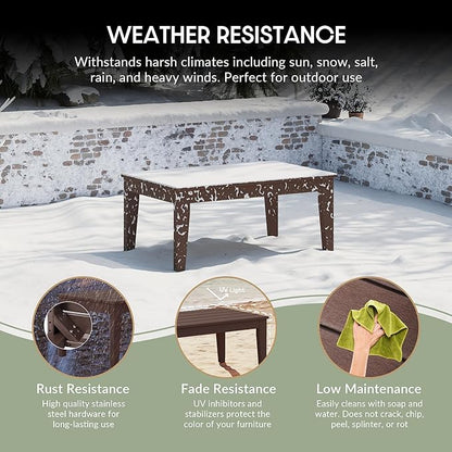 WestinTrends Malibu Low Outdoor HDPE Patio Rectangle Coffee Table, Dark Brown