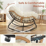 TLSUNNY Outdoor Papasan Rocking Chair, Oversized Padded Lounge Rocker with Cushion, Comfy Wicker Egg Lounge Chair - Photo 6