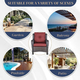 HUMMUH 4 Pieces Patio Furniture Set Wicker Patio Chairs Set of 2 with Ottomans Rattan Outdoor Furniture Conversation - Photo 7