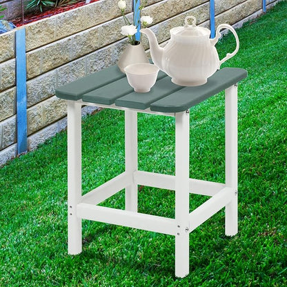 Aoodor 19'' Adirondack Side Table, Rectangular HDPE End Table, Weather Resistant and Easy Maintenance, Green