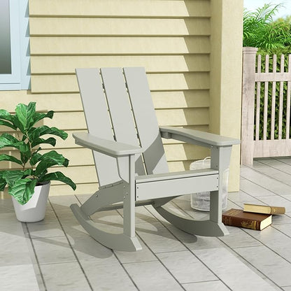 WO WESTIN OUTDOOR HDPE Shoreside Modern Rocking Poly Adirondack Chair,Sand