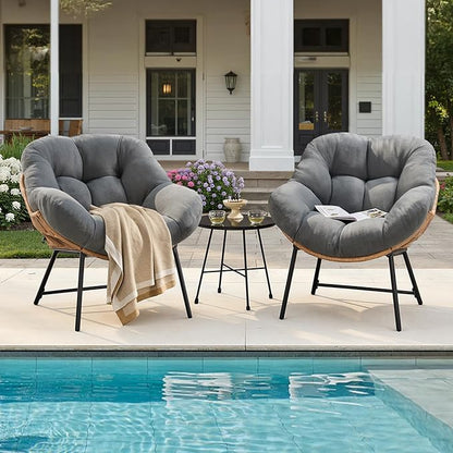 ONBRILL Outdoor Egg Chair, Indoor Lounge Chair for Patio, Bedroom, Living Room, Porch - Grey