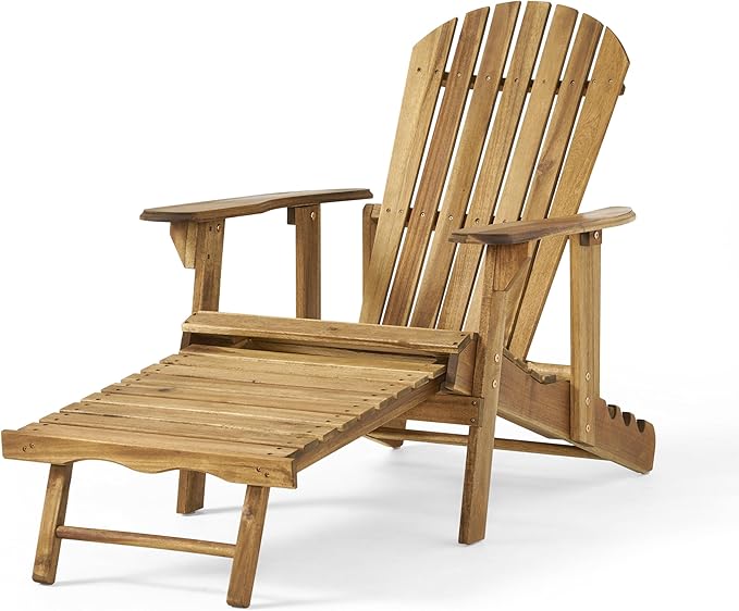 Christopher Knight Home Hayle Outdoor Acacia Wood Reclining Adirondack Chair with Footrest (Set of 2)
